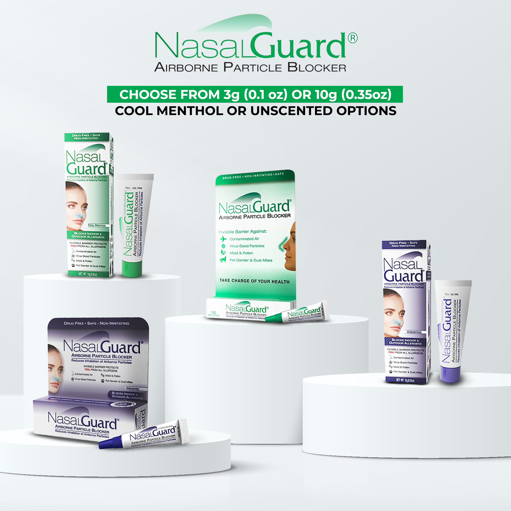 NasalGuard Airborne Particle Blocker | Allergy Prevention Gel | Cool Menthol | 10g Tube